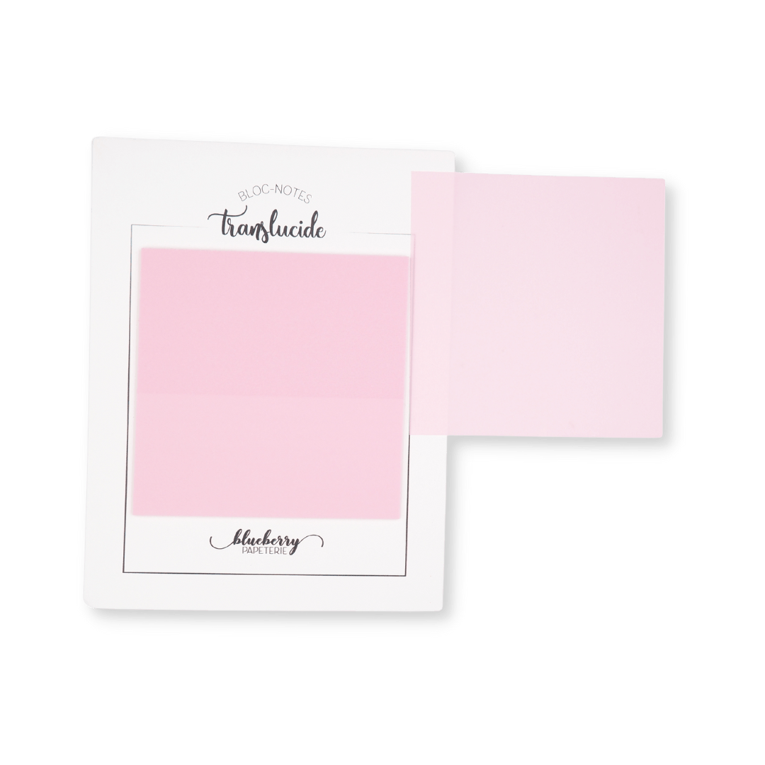 Bloc notes autocollant translucide- Rose - Blueberry Papeterie