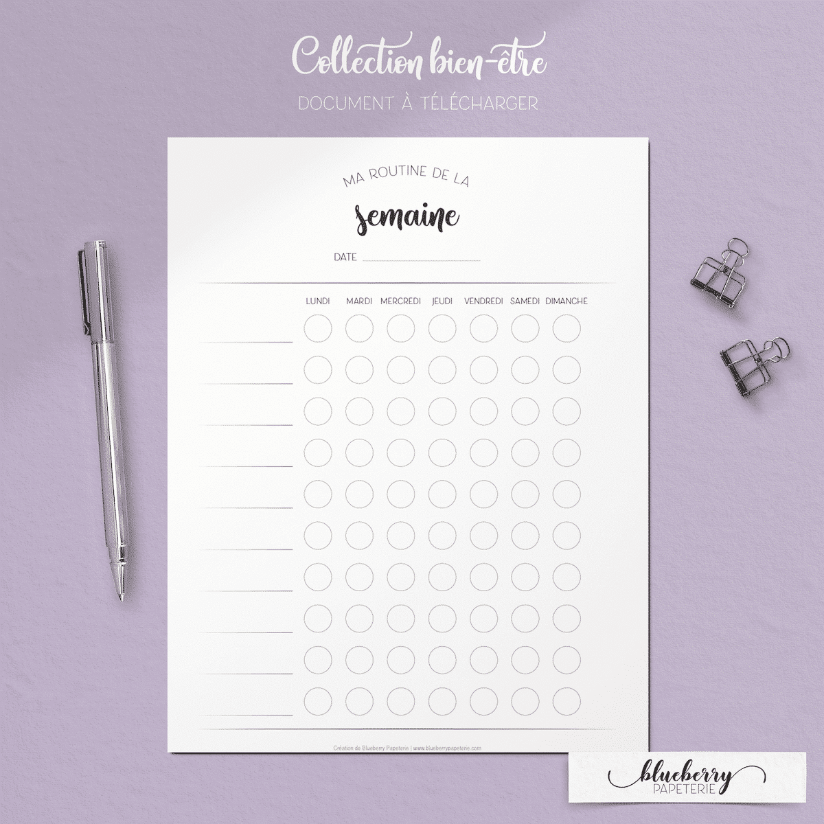 Fiche à télécharger- Routine de la semaine – Blueberry Papeterie