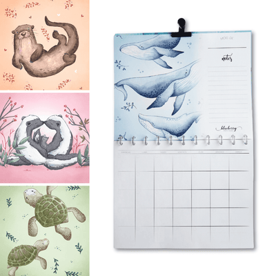Fiches individuelles pour calendrier mural - Animaux mignons - Blueberry Papeterie