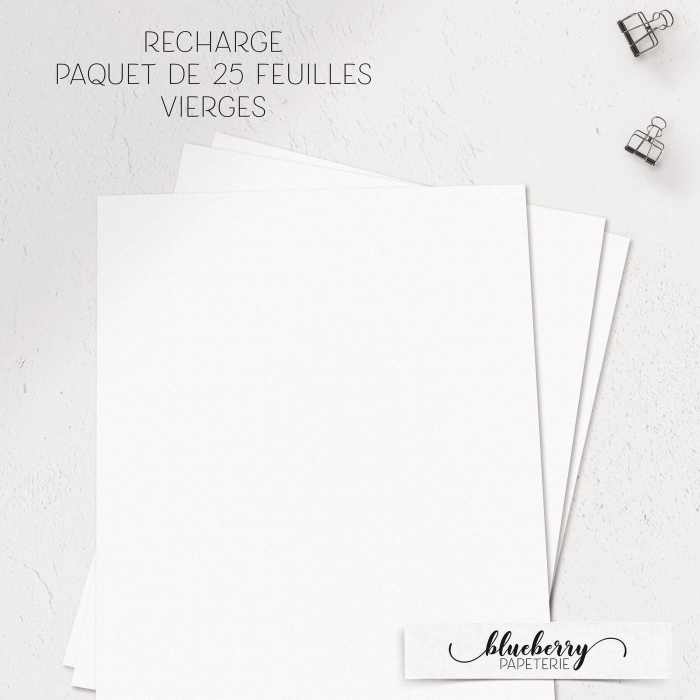 Recharge - 25 Feuilles vierges - Blueberry Papeterie