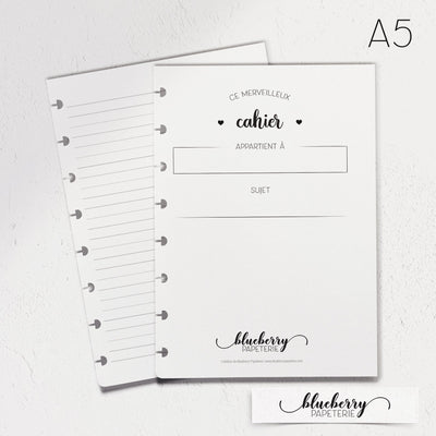 Recharge - intérieur de cahier de notes Petit A5 - Blueberry Papeterie